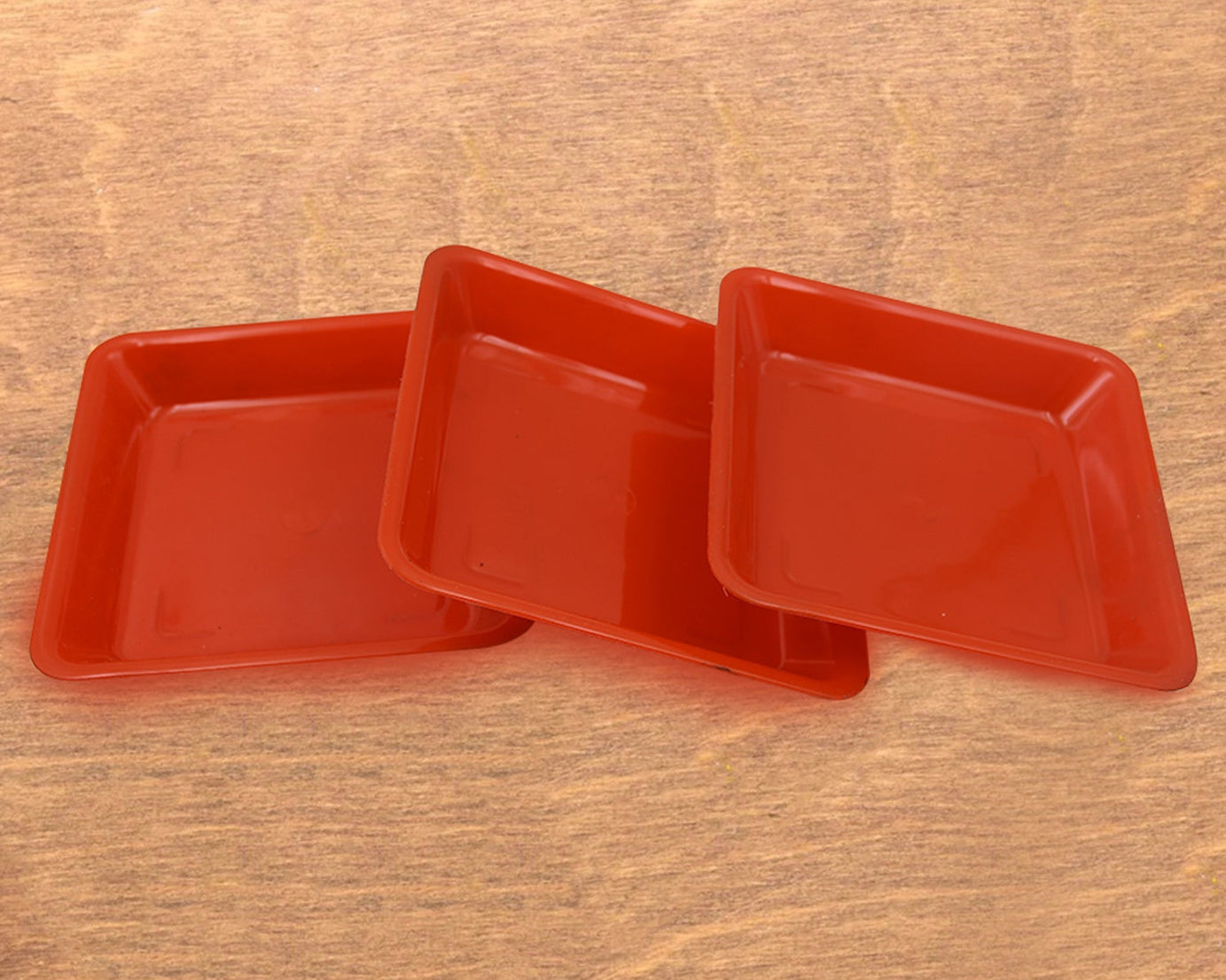 Square Plastic Halwa Dinner Plate Snacks / Breakfast, Restaurant Serving Trays Home School Coffee Hotel Kitchen Office (3 Pcs Set)