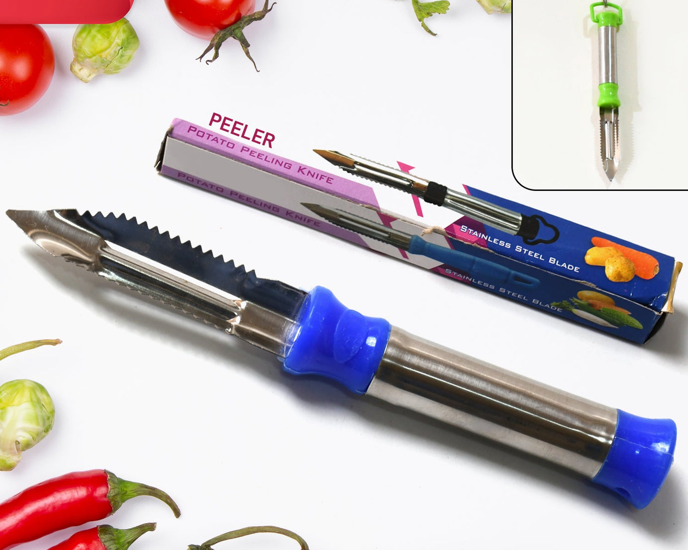 2in1 Multi-Purpose Stainless Steel Peeler With Hanging Ring For Vegetables, Potato Peeler, Carrot, grated, Suitable for Peeling and shredding Fruit and Vegetables Kitchen Accessories, Piller (1 pc) 