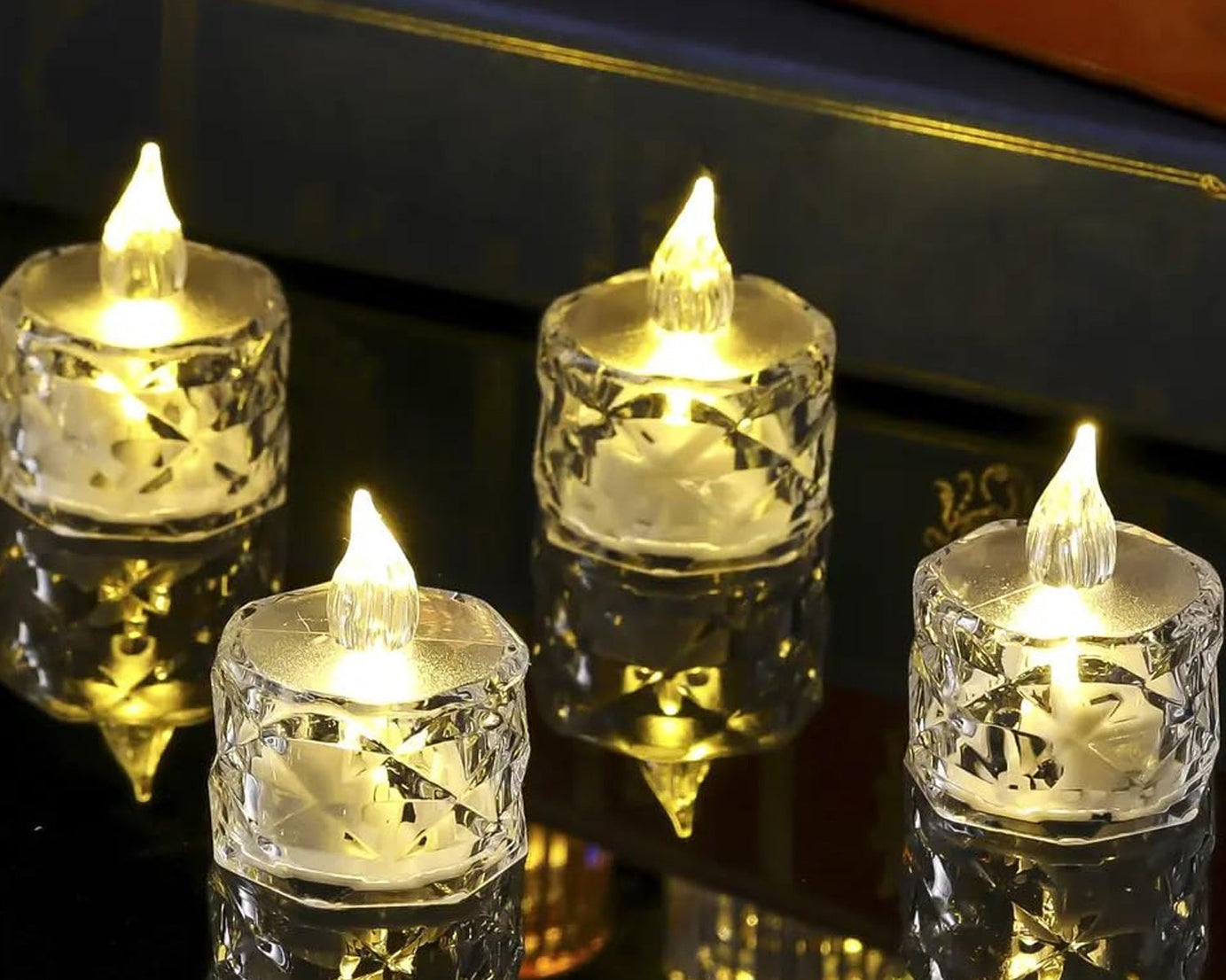 12 Pcs Flameless and Smokeless Decorative Acrylic Candles Transparent Led Tea Light Candle for Gifting, House, Diwali, Christmas, Festival, Events Decor Candles