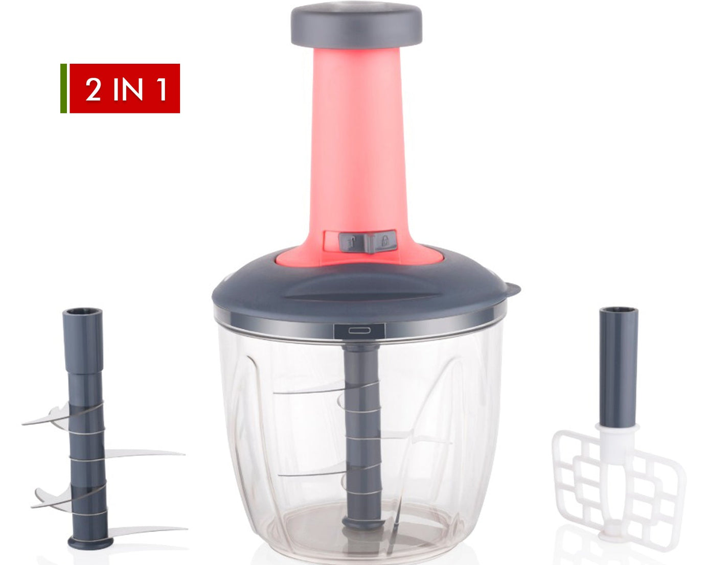 1100 ml 2 in 1 Push up Chopper with Blender affixed with 6 Sharp Blade | Vegetable and Fruit Cutter with Easy Push and chop Button