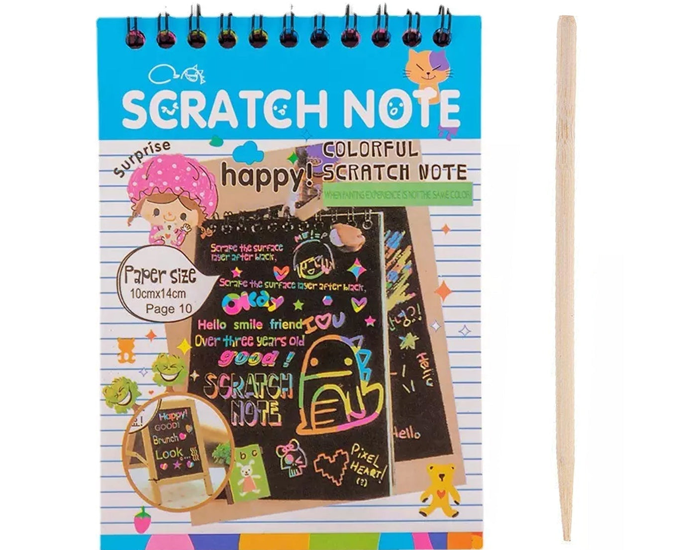 Scratch art sheets with rainbow colors, 10 pages