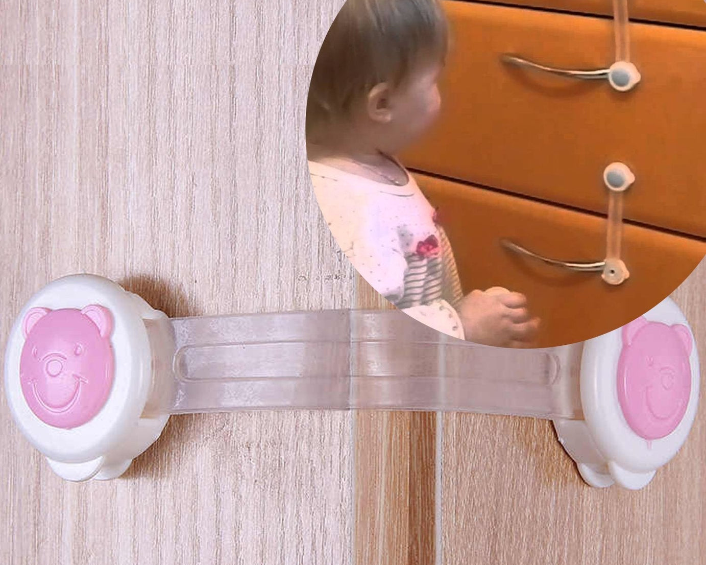 One-piece strap lock for baby safety, durable.