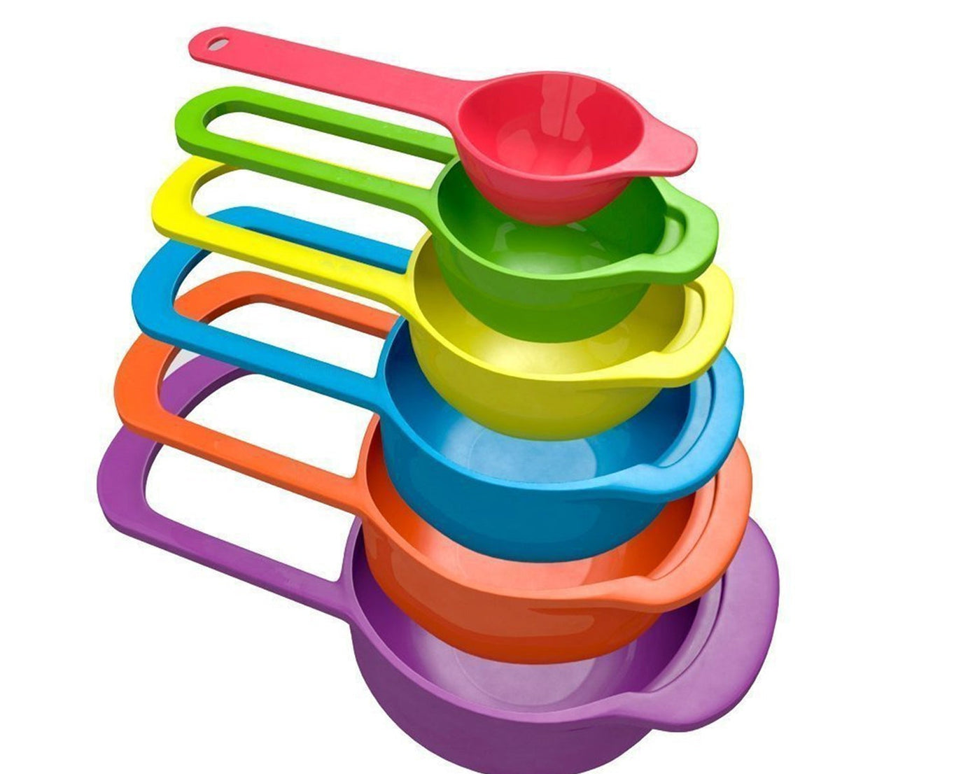 Plastic measuring spoons arranged in a set