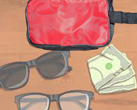 Red travel pouch for grooming