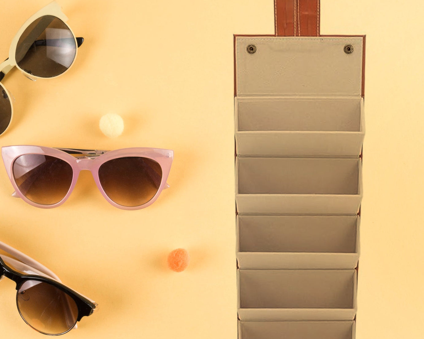 5 Slots Sunglasses Organizer Box, Glass Holder Box, spectacle case of sunglasses, Specs case, Foldable Travel Glasses Case Storage (1 Pc)