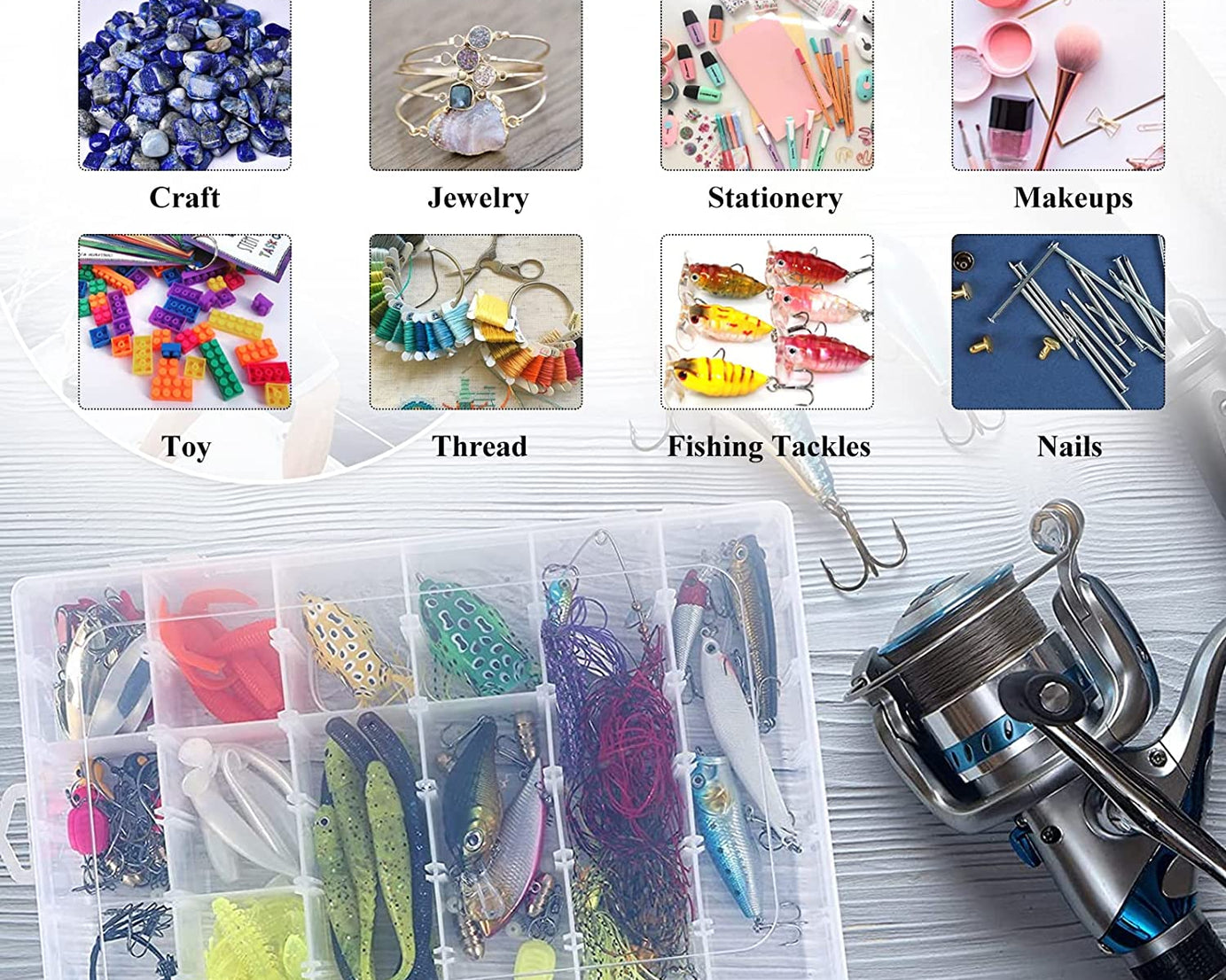 36 Grids Clear Plastic Organizer Jewelry Storage Box with Adjustable Dividers, Transparent Organizer Box (1pc)