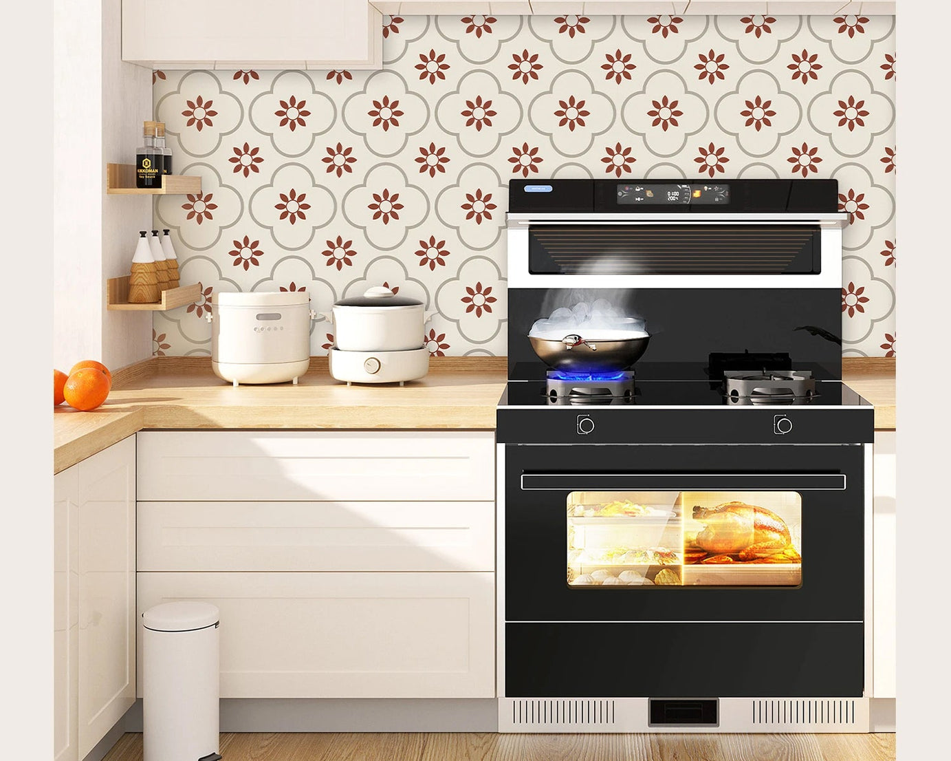 Peel and Stick Floor Tiles Kitchen / Bathroom Backsplash Sticker Detachable Waterproof DIY Tile Stickers for Wall Decoration Tiles Home Decoration (8x8 Inch / 10 Pcs Set)