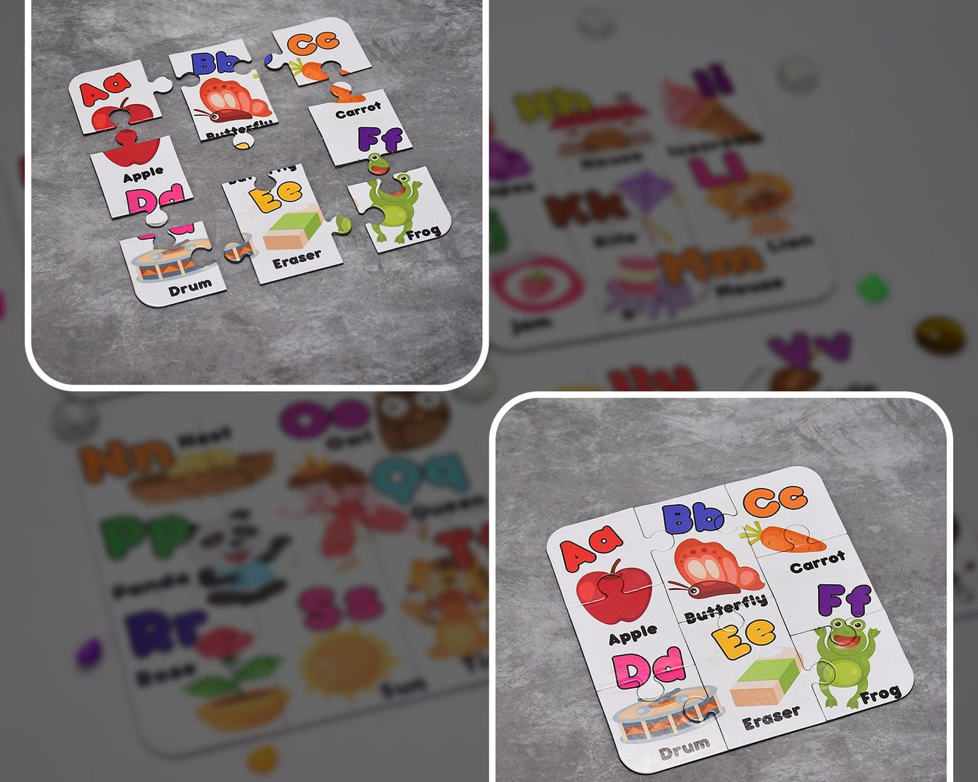 Set of 4 ABC jigsaw puzzles, child-friendly design