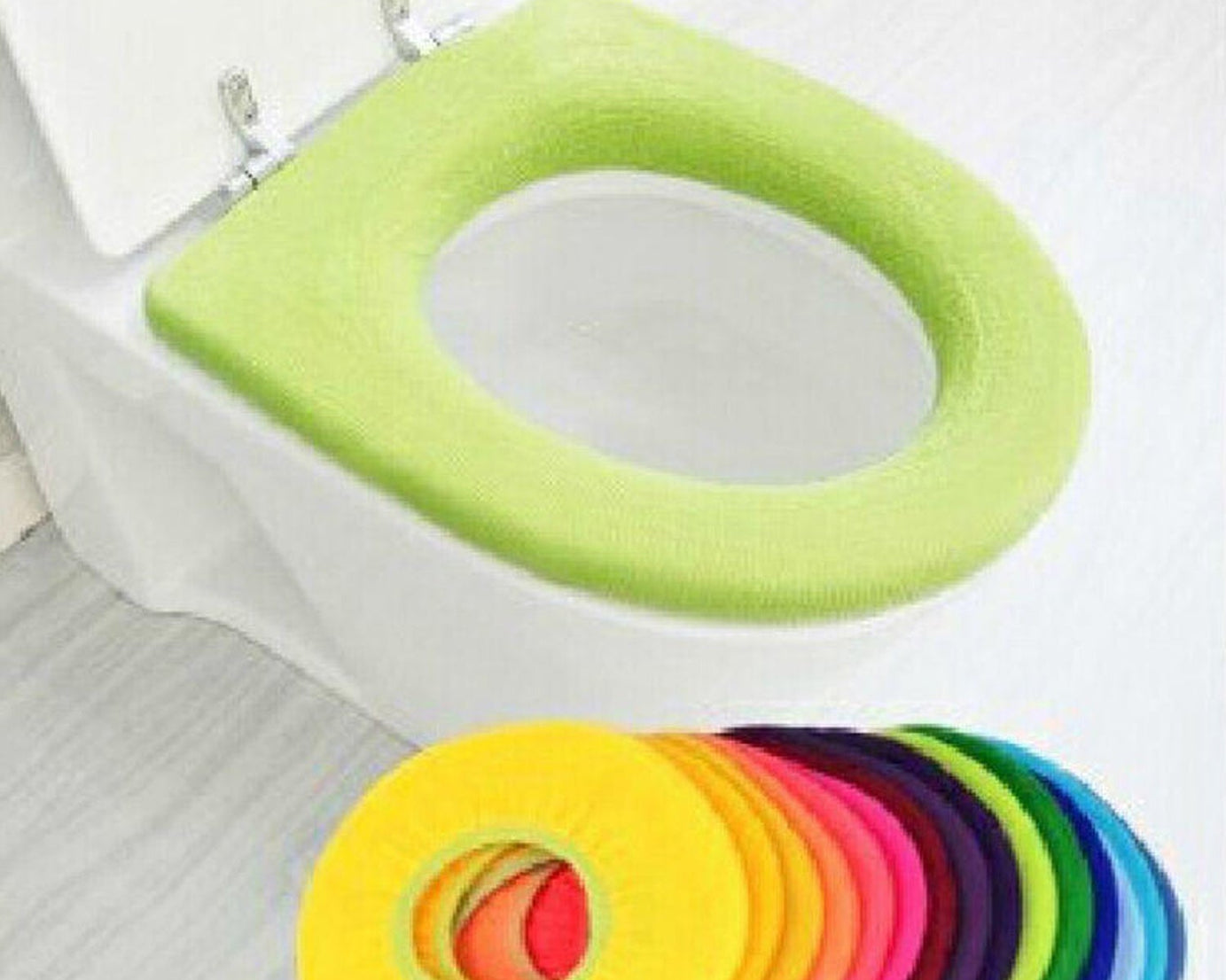 Bathroom Soft Thicker Warmer Stretchable Washable Cloth Toilet Seat Cover Pads (1pc)