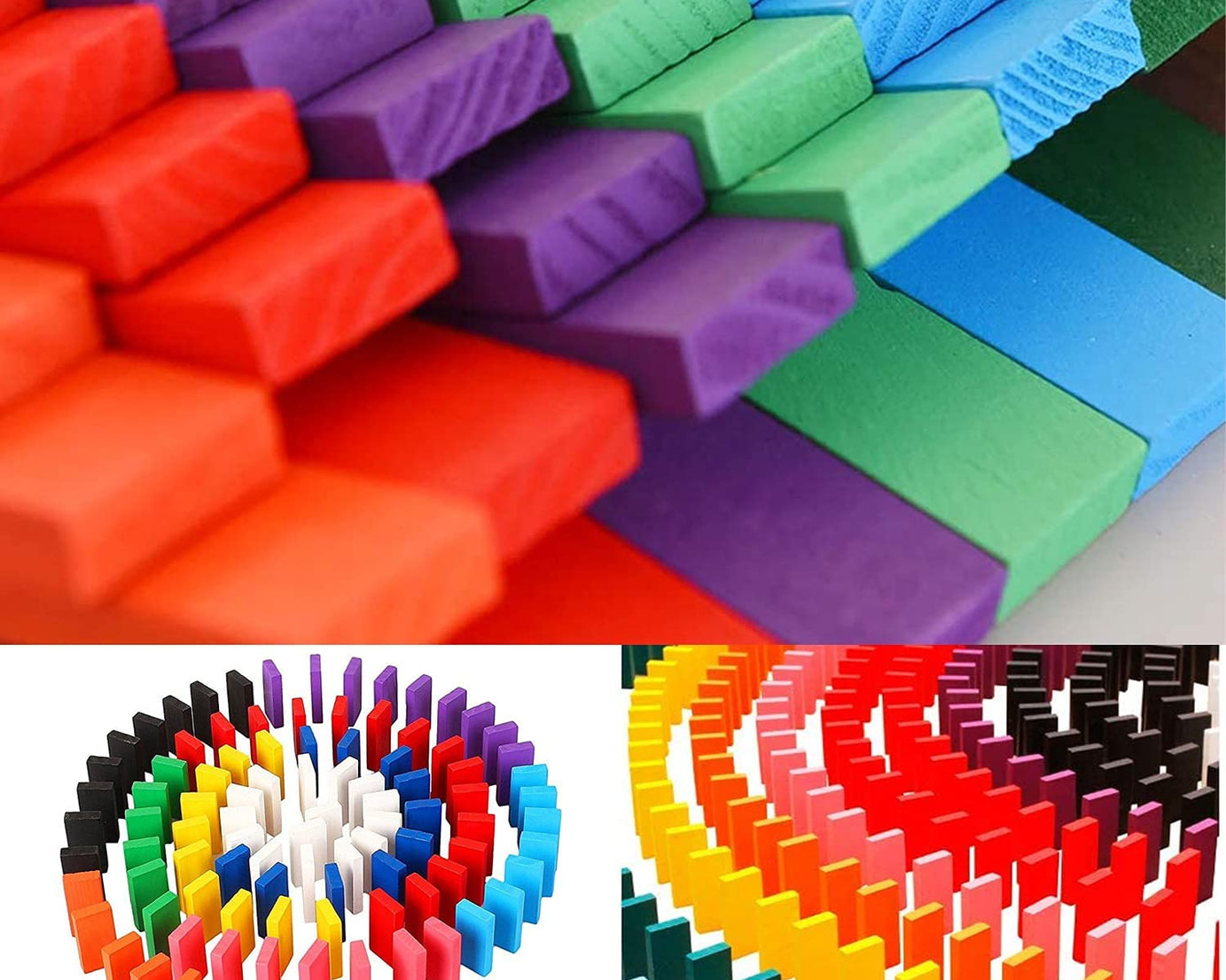 Wooden domino blocks in mixed colors