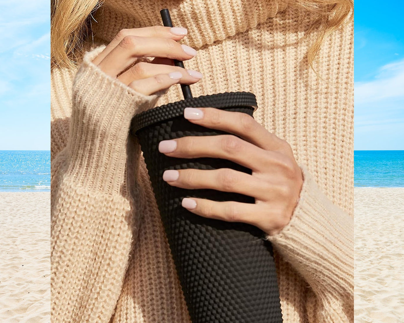 0304 Cup with Straw Reusable Matte Studded Tumbler with Leak Proof Lid Water Cup Travel Mug Coffee Ice Water Bottle Double Walled Insulated Tumbler BPA Free (1 Pc / Mix Color)