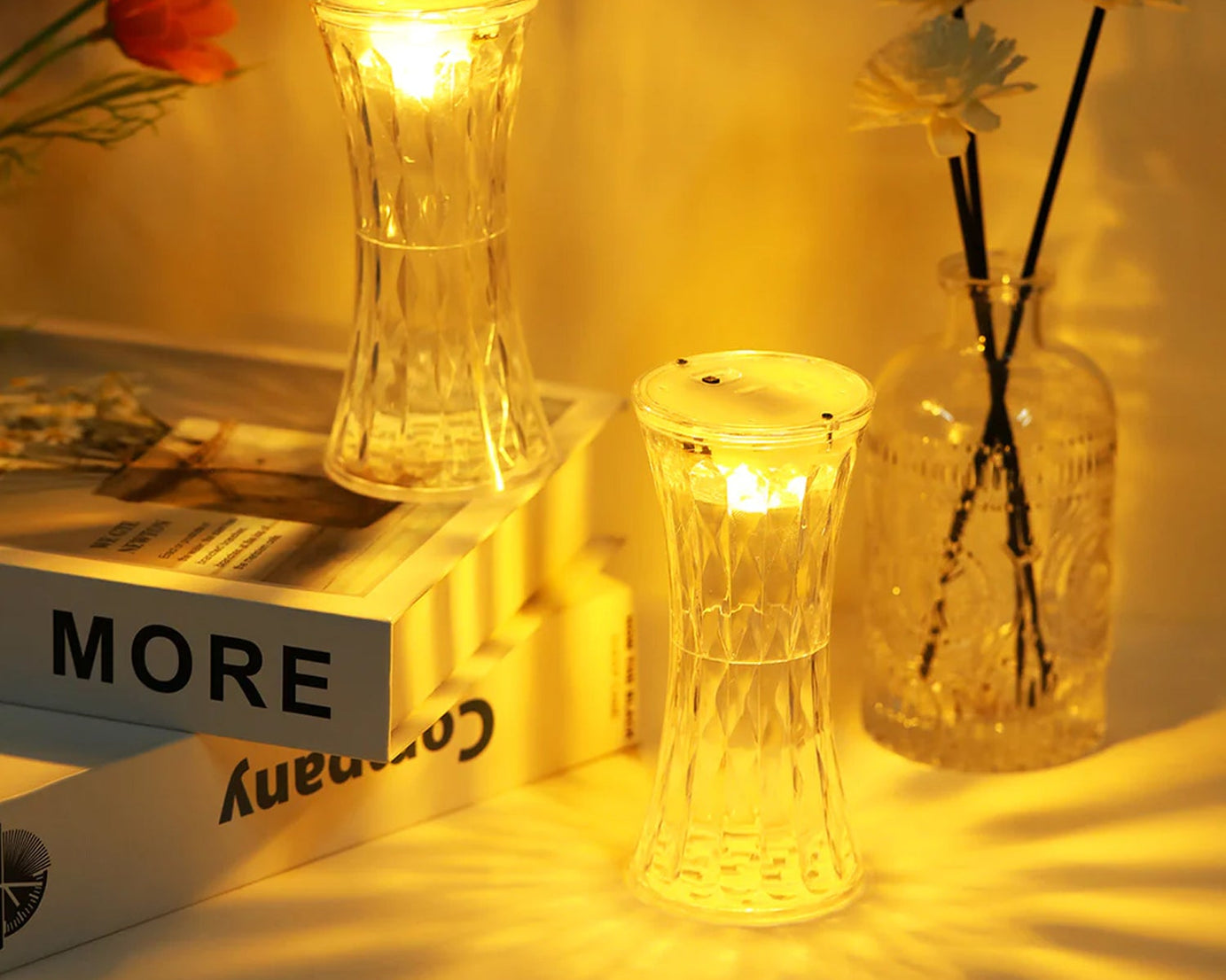 Crystal Lamp, Universal Night Light, Soft Lighting, Eye Protection for Nursery, Study, Bedroom Transparent Crystal Table Soft Lighting Multipurpose for Hotel for Office for Children's Room (12Pc MOQ)