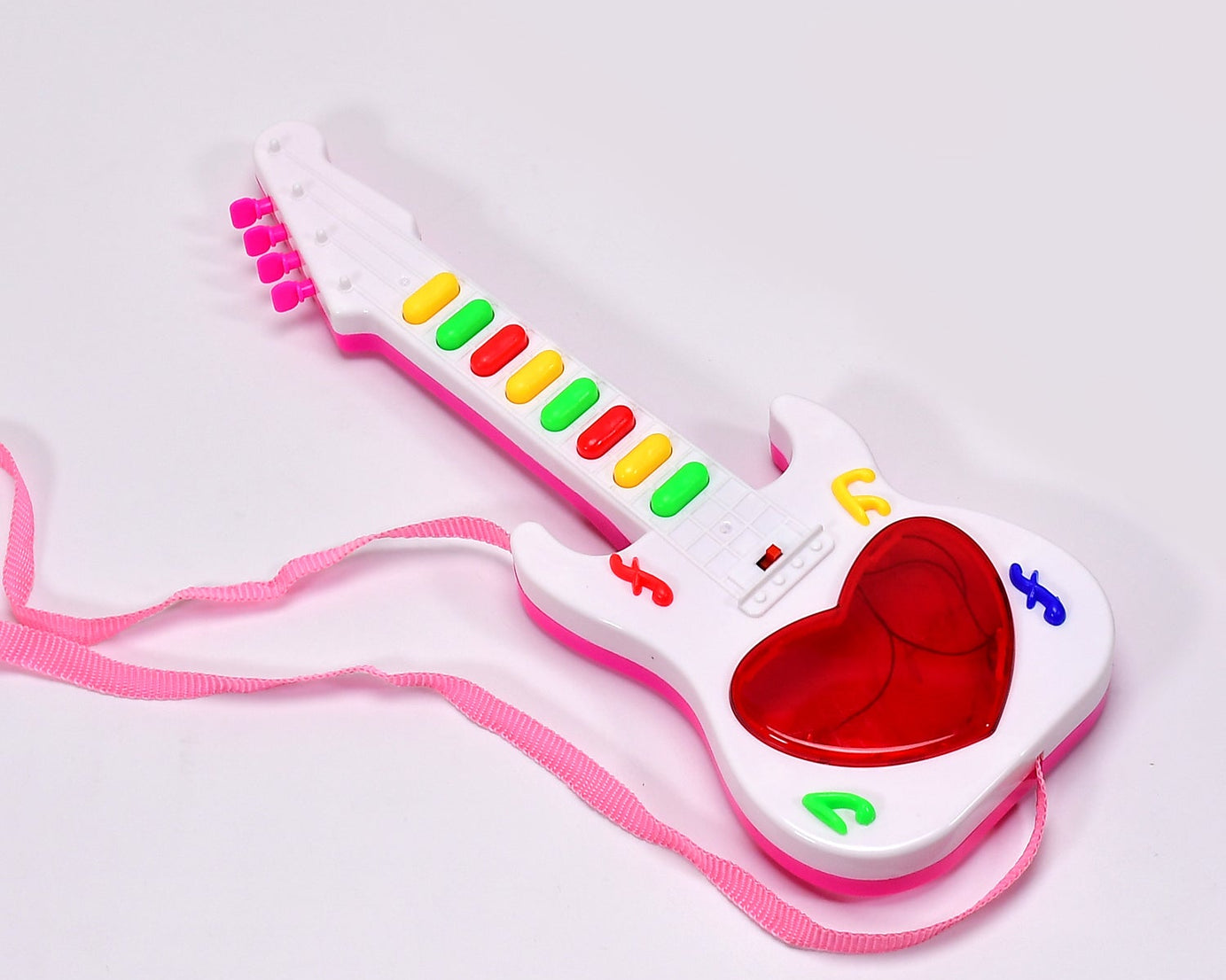 Mini guitar toy with lights for kids.
