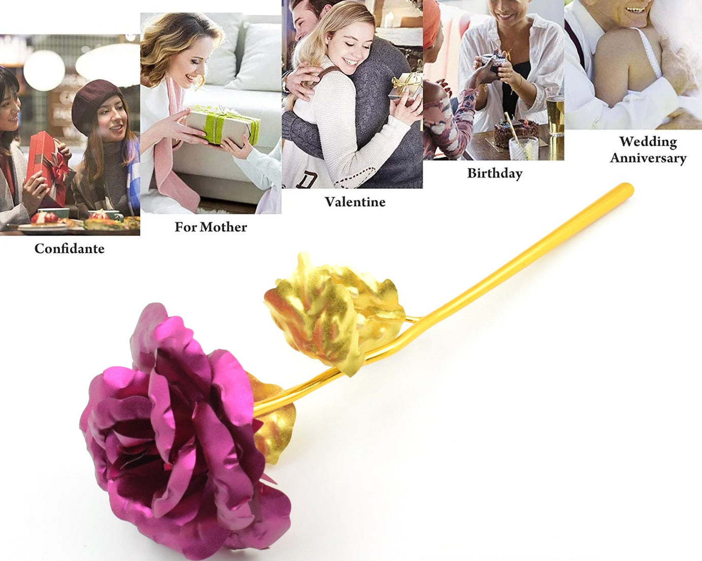 0898 Gold Rose Artificial Rose Flower With Gift Box, Plastic Flowers Best Gifts for Friend Girl Wife Women, Golden Rose Gift for Valentine's Day, Mother's Day, Anniversary, Birthday, Wedding, Gold (1 Pc)