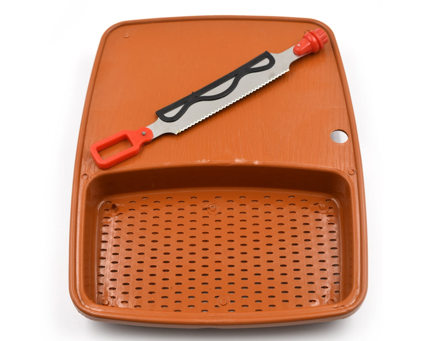 Cut and wash box with tray, for washing and cutting fruits and vegetables.