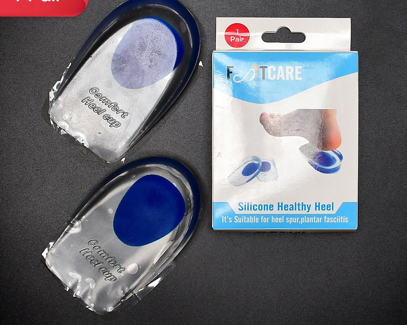 Silicone heel pads for ankle and heel pain relief.
