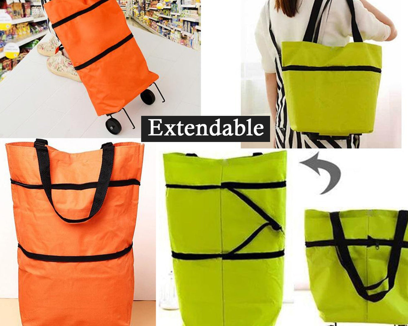 Travel trolley shopping bag, folding cart for luggage.