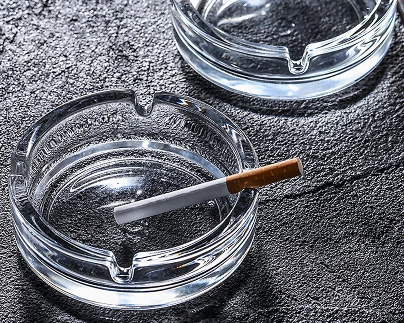 Decorative crystal ashtray for home decor.