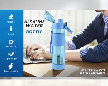 Alkaline Water Bottle, with Food Grade Plastic, Stylish and Portable (Particulates not included)