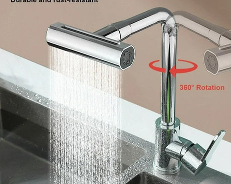 Multifunction Shower Waterfall Kitchen Faucet, 360° Rotation Waterfall Kitchen Faucet, Touch Kitchen Faucet, Faucet Extender for Kitchen Sink, Swivel Waterfall Kitchen Faucet for Washing Vegetable Fruit (4 In 1 )