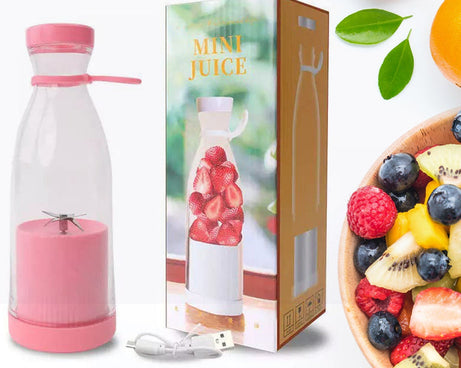 BLENDER PORTABLE JUICER FOR SMOOTHIE , JUICE , VEGETABLE SHAKES WITH 6 BLADES WIRELESS CHARGING MINI PERSONAL SIZE MIXER BOTTLE GRINDER, 420 ML MULTICOLOR