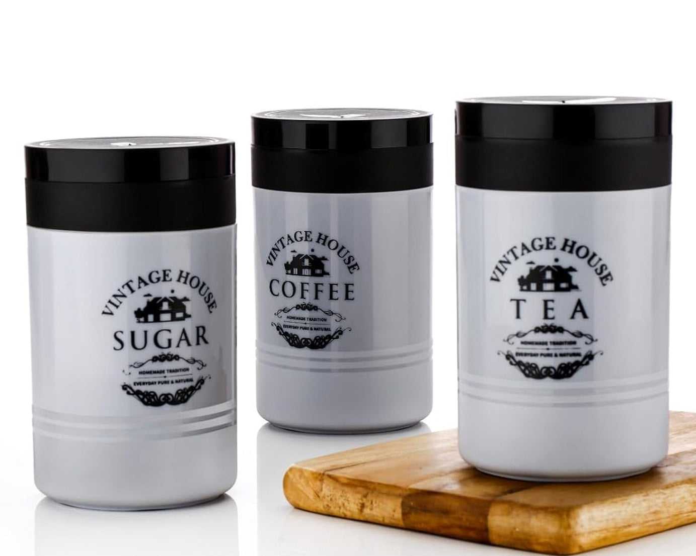 5736 Accurate Seal Tea Sugar Coffee Container - 3 Pcs Plastic Damru Shaped Tea, Coffee, Sugar Canisters Jar, New Airtight Food Seal Containers for Salt, Dry Fruit, Grocery Multicolor (3 Pcs Set)