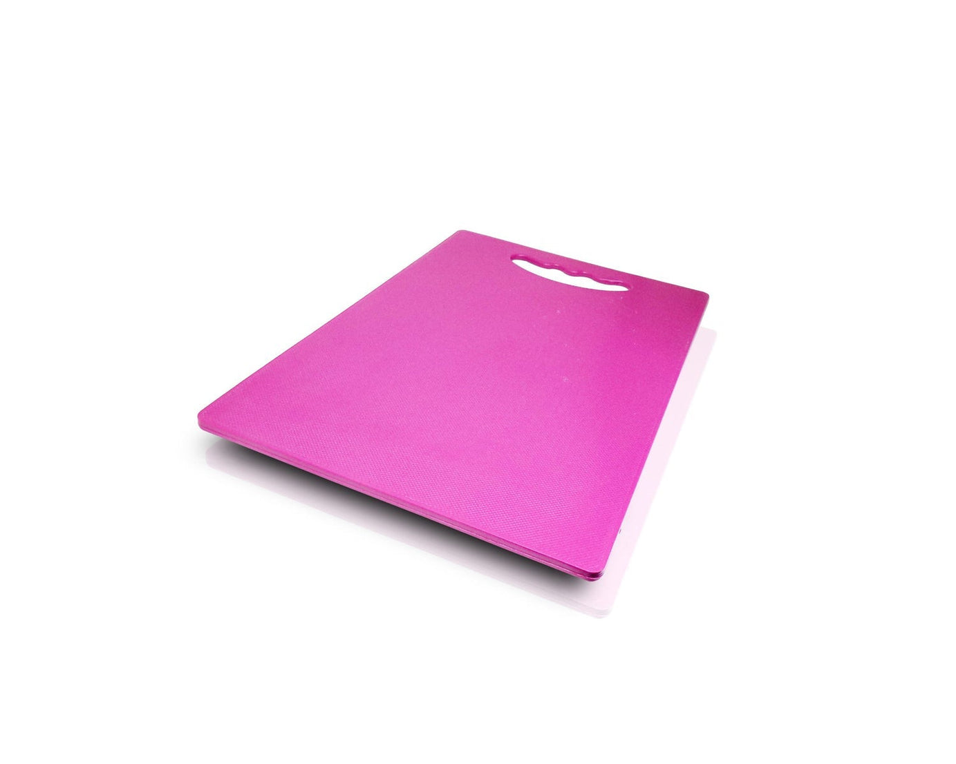 Plastic cutting board for kitchen use, ideal for chopping and slicing.
