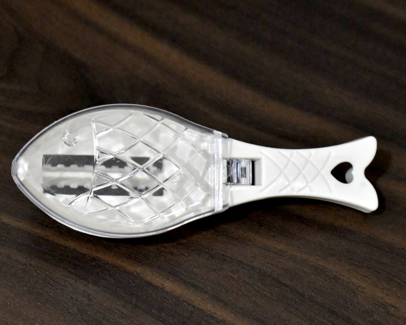 Fish scale scraper tool for easy fish cleaning.