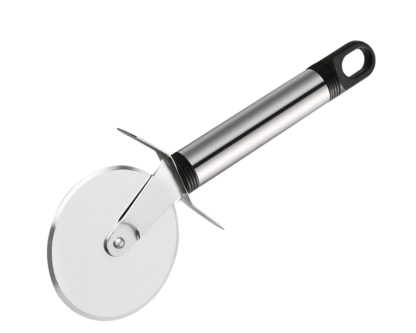 Wheel-type cake slicer for clean cuts.