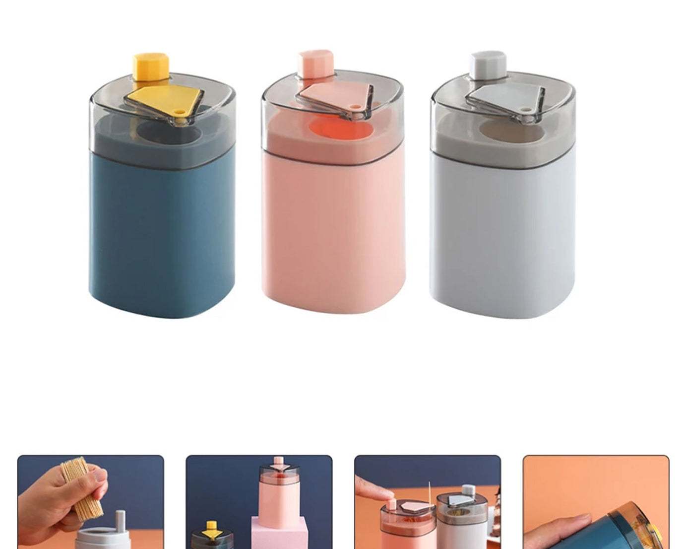 Toothpick Holder Dispenser, Pop-Up Automatic Toothpick Dispenser for Kitchen Restaurant Thickening Toothpicks Container Pocket Novelty, Safe Container Toothpick Storage Box.