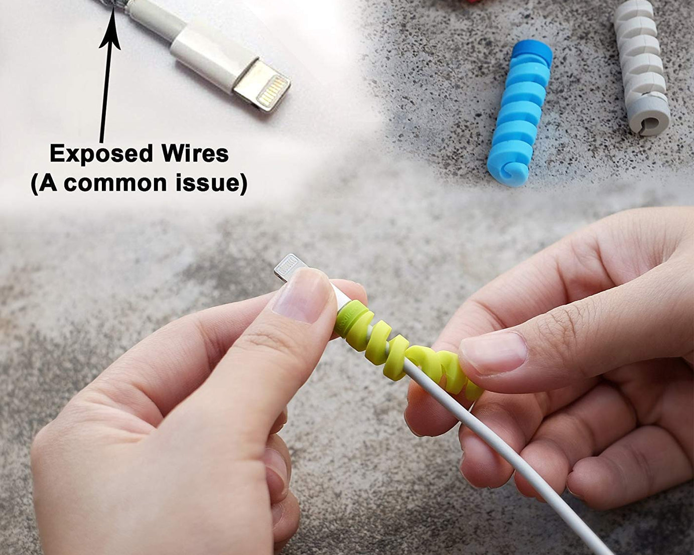 Spring cable protectors to safeguard chargers, 4 pieces