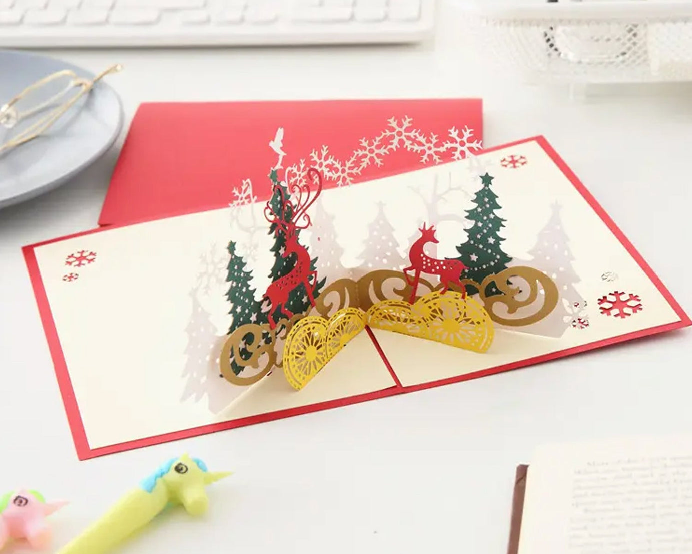 3D Paper Wish Card High Quality Paper Card All Design Card Good Wishing Card (All 3D Card Birthday, Christmas Card,  Cartoon Card, Love Heart Card) (1 Pc)