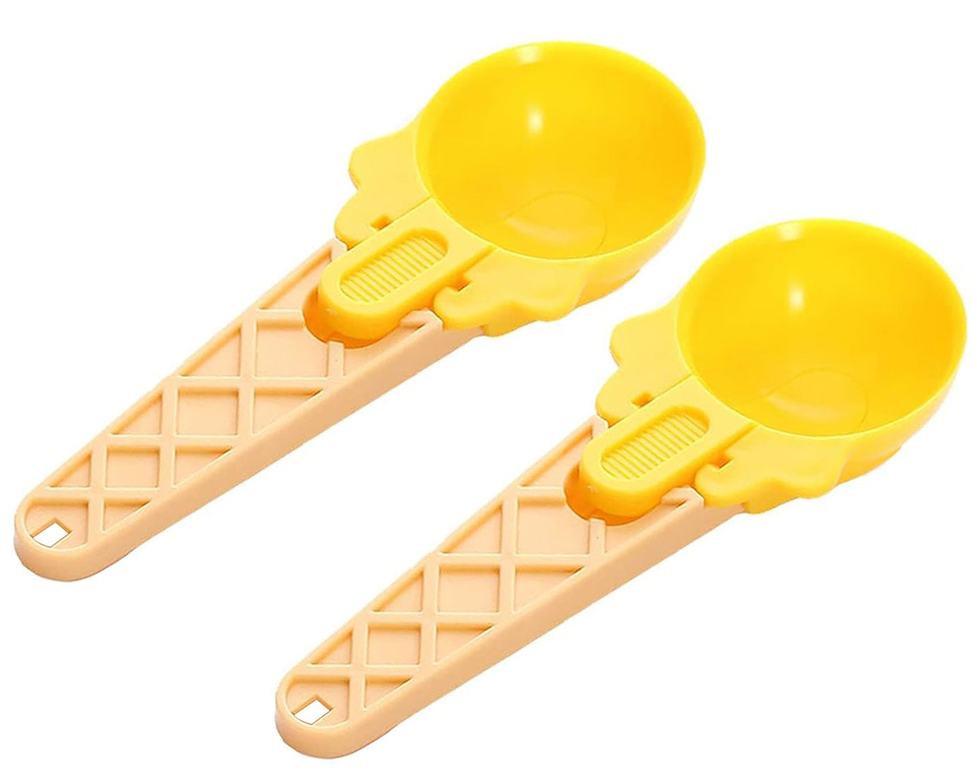 Ice Cream Spoons 2pcs Plastic Water Melon Scoopers with Trigger Dipper and Adults for Summer Party Ice Cream Scoop, Food Serving Spoon Kitchen Tools Ice Cream Digging Spoon Household Spoons Cupcake Spoons Aps Fruit Ball Player (2 Pc)