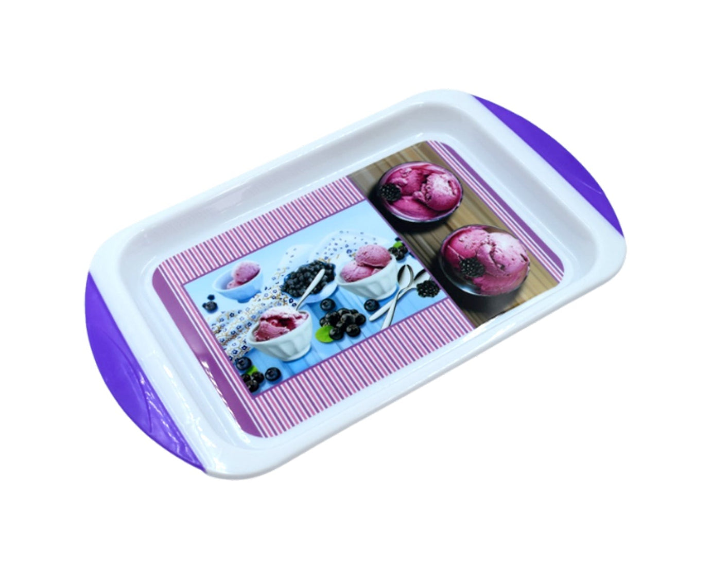 Plastic tray, medium size, ideal for kitchen and general purposes.