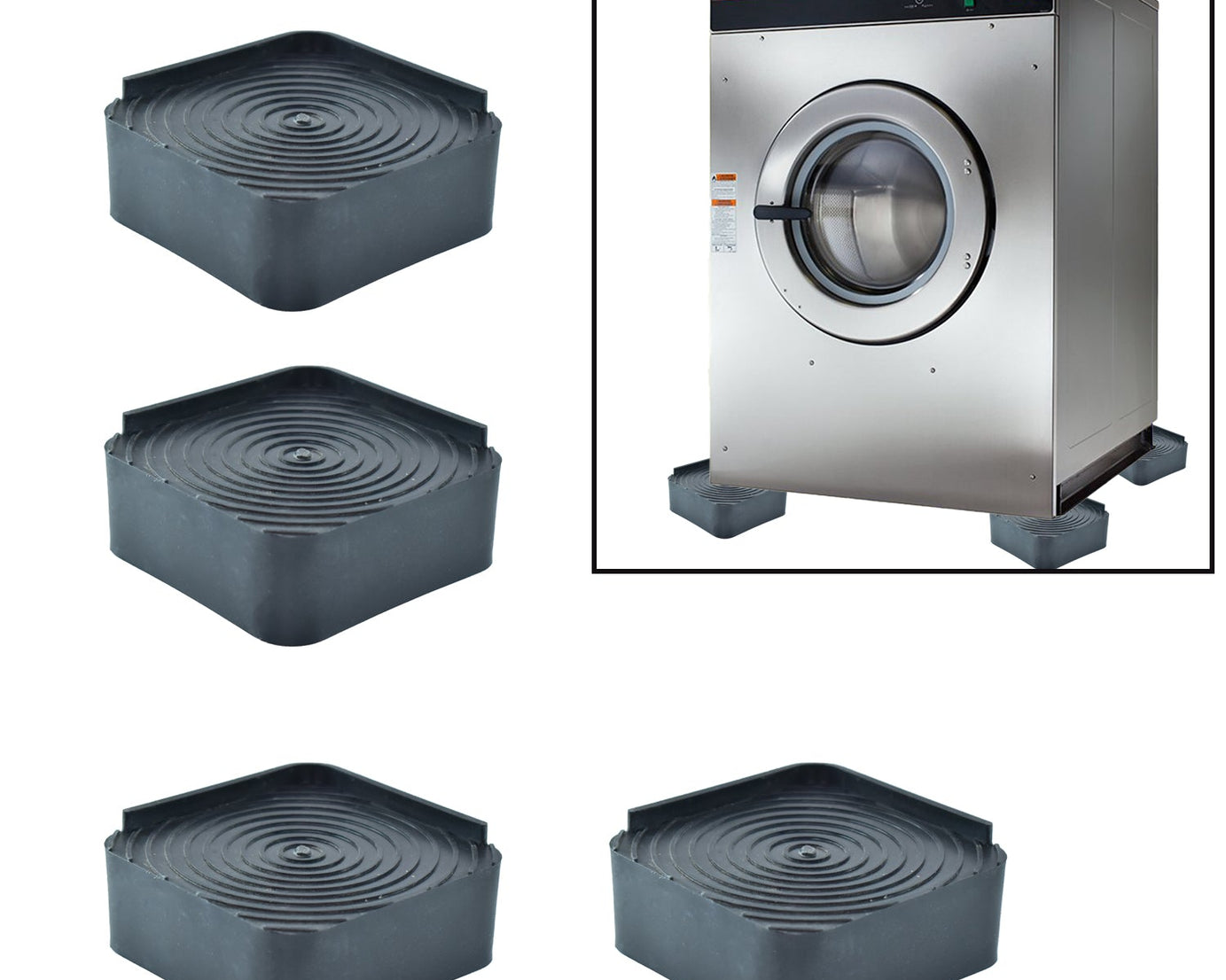 Square base stands for furniture, four-pack, showcasing different uses.