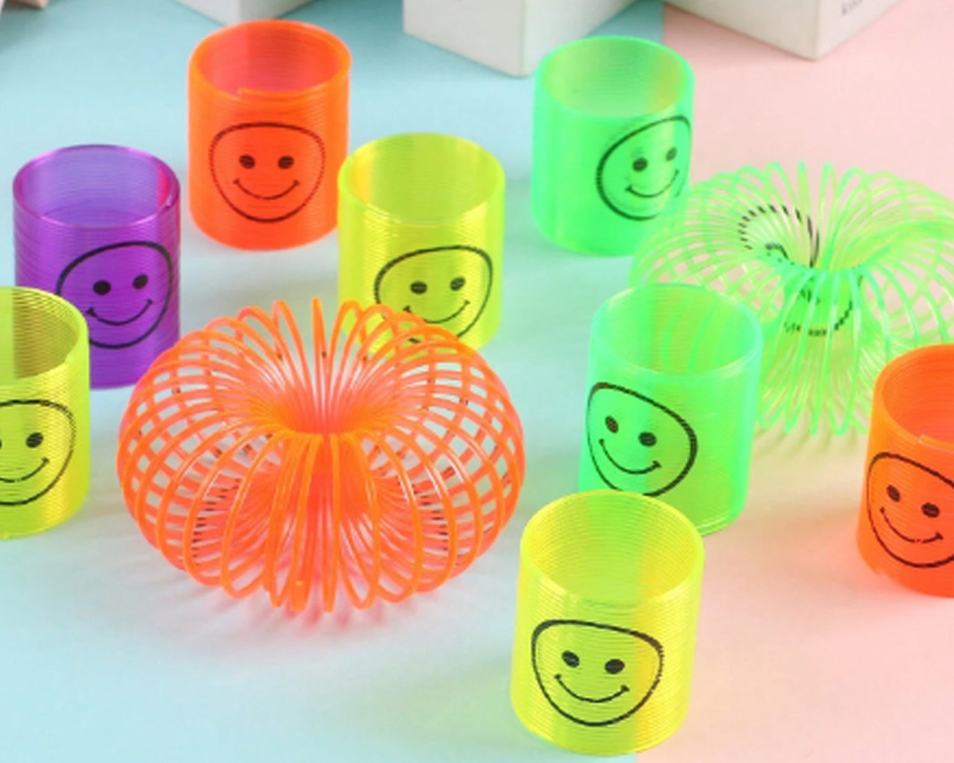 Multicolor Magic Smiley Spring, Spring Toys, Slinky, Slinky Spring Toy, Toy for Kids for Birthdays, Compact and Portable Easy to Carry (12 Pcs Set)