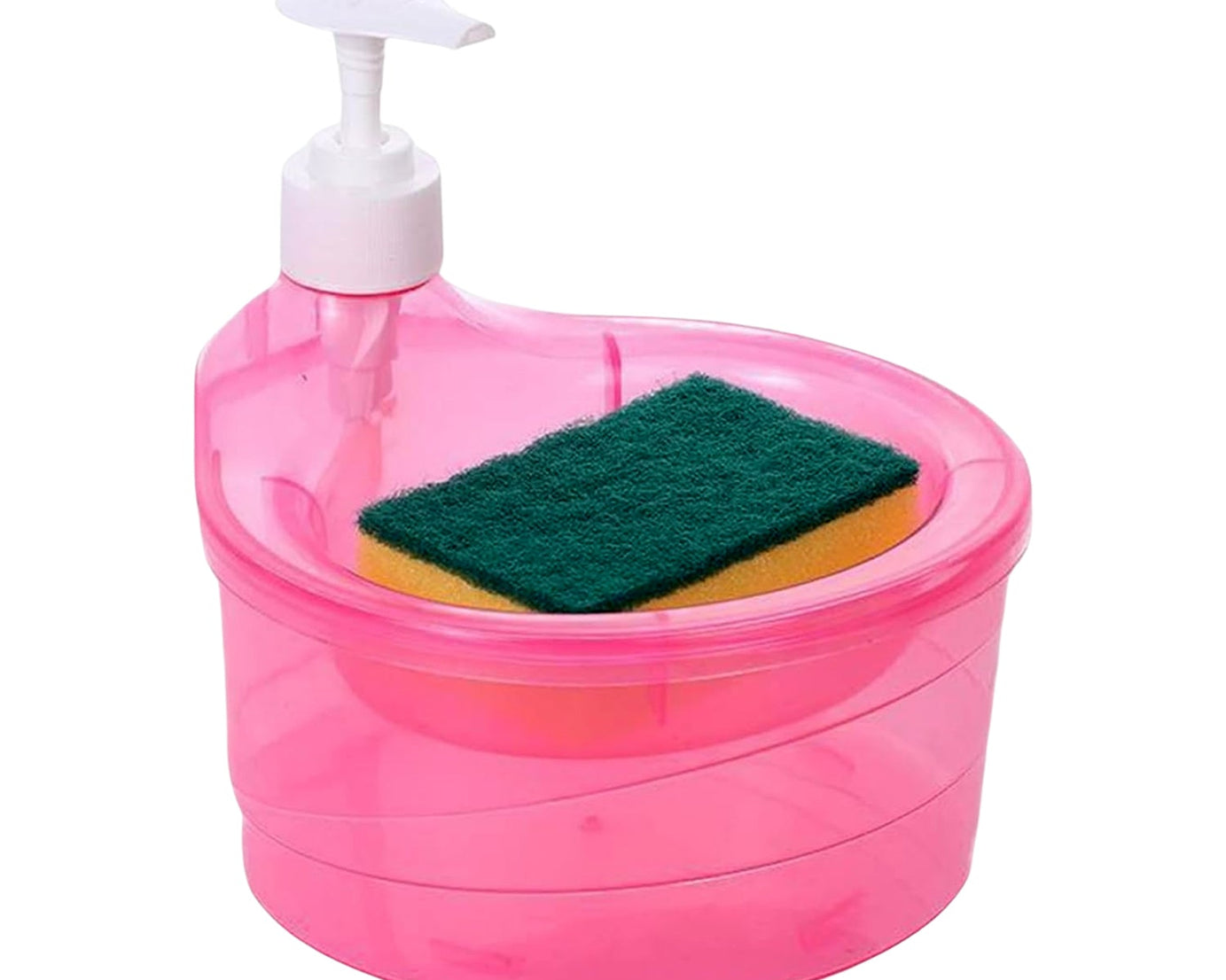 Double Layer Liquid soap Dispenser with Pump and Sponge, Practical for Hotel Sink Clear, Soap Dispensing Liquid Pump Bottle for Home,  Kitchen Rectangle ( 2 in 1 )