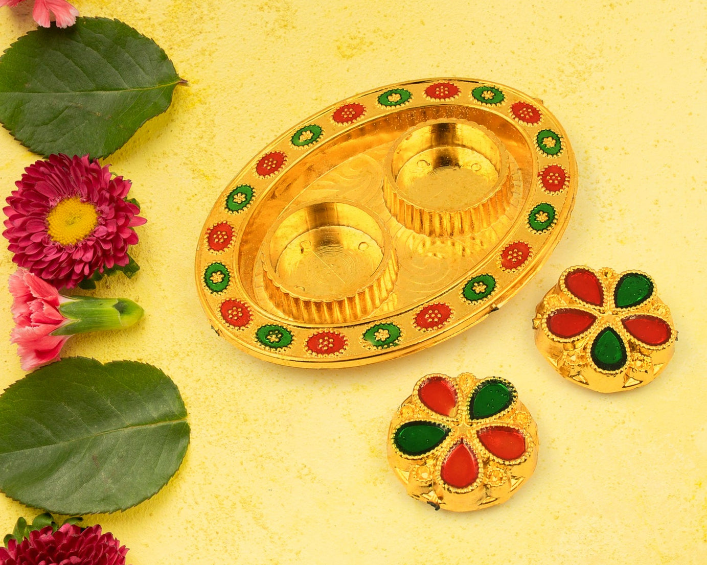 Oval Shape Special Puja Thali (1 Pc / Mix Design)