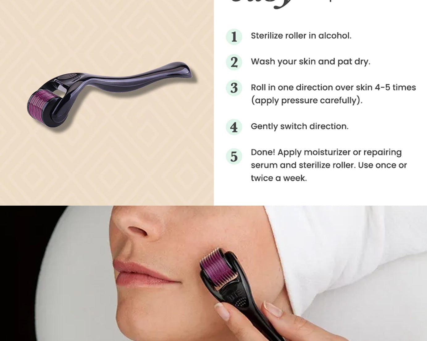 Derma Roller Anti Ageing and Facial Scrubs & Polishes Scar Removal Hair Regrowth (0.75mm)
