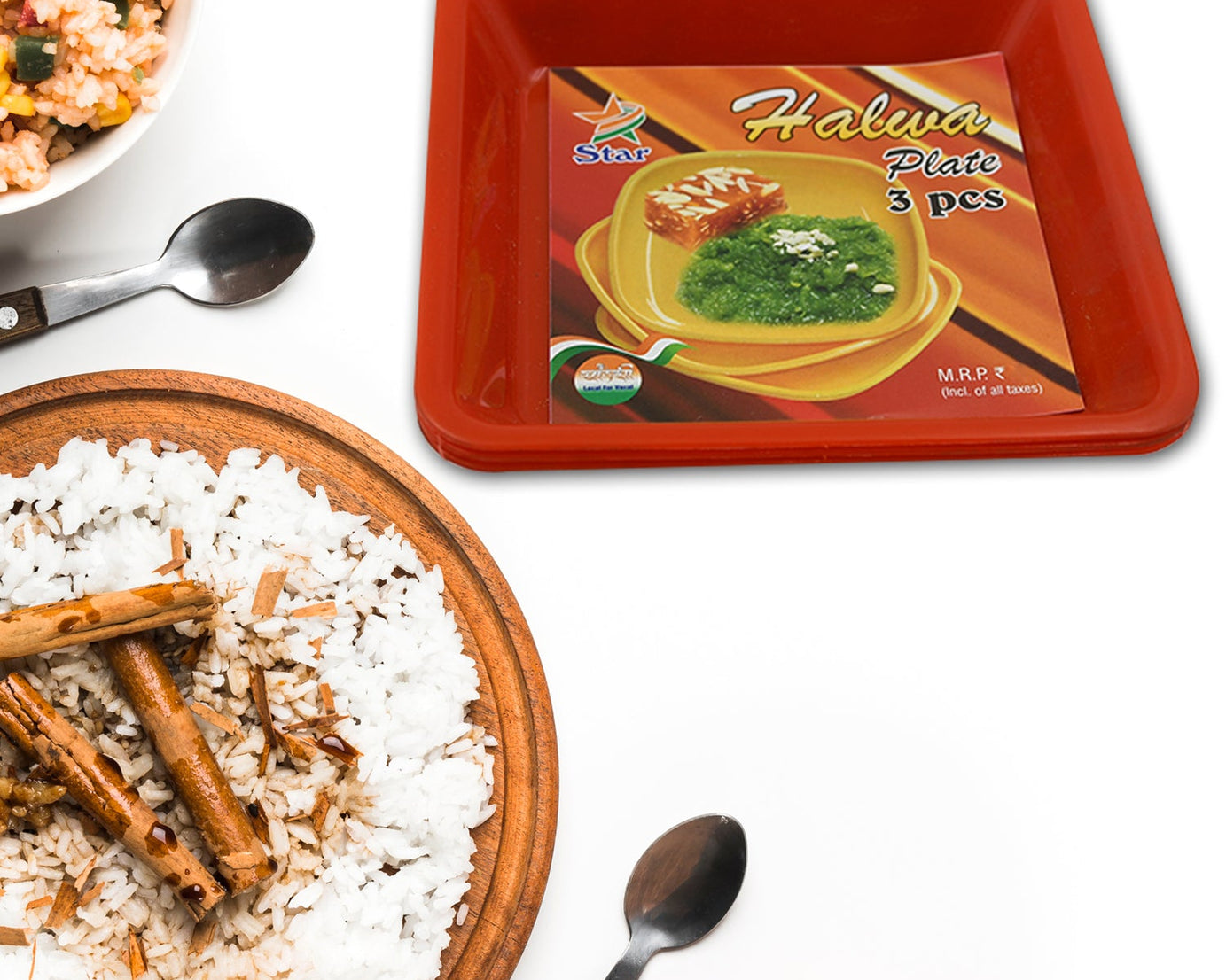 Square Plastic Halwa Dinner Plate Snacks / Breakfast, Restaurant Serving Trays Home School Coffee Hotel Kitchen Office (3 Pcs Set)