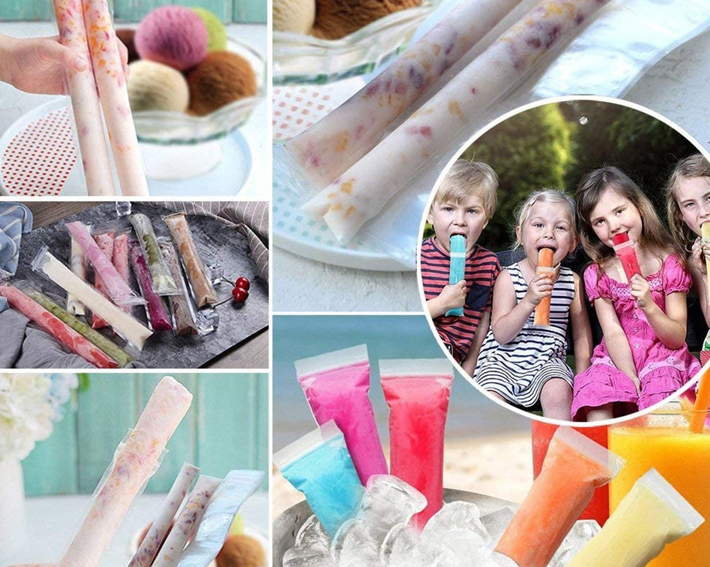 Homemade Popsicle Maker Manual Ice Cream Machine With Approx 20 Pcs Packing Bag Popsicle Mold Convenient Maker Manual Ice Cream Machine For Kids Adults DIY, Reusable