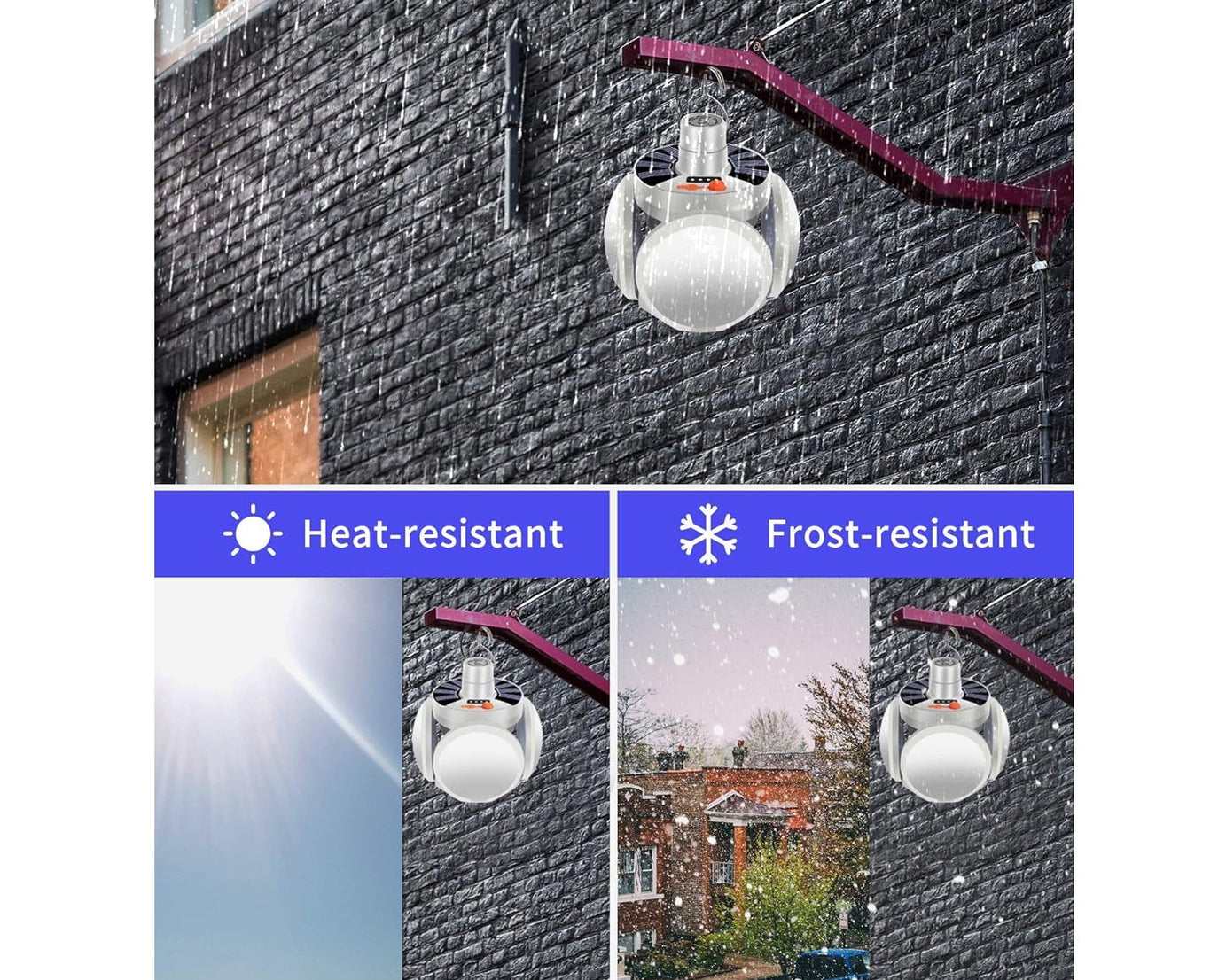 Solar Multi-Functional Emergency LED Light Bulb with USB Charging, LED camping lamp, camping lamp, USB rechargeable, 5 brightness light modes, foldable camping light, SOS IP65 waterproof camping light, blackout emergency equipment, camping gadgets