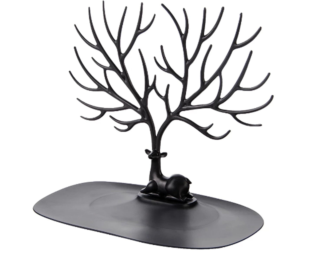 Deer-shaped organizer for earrings and necklaces.
