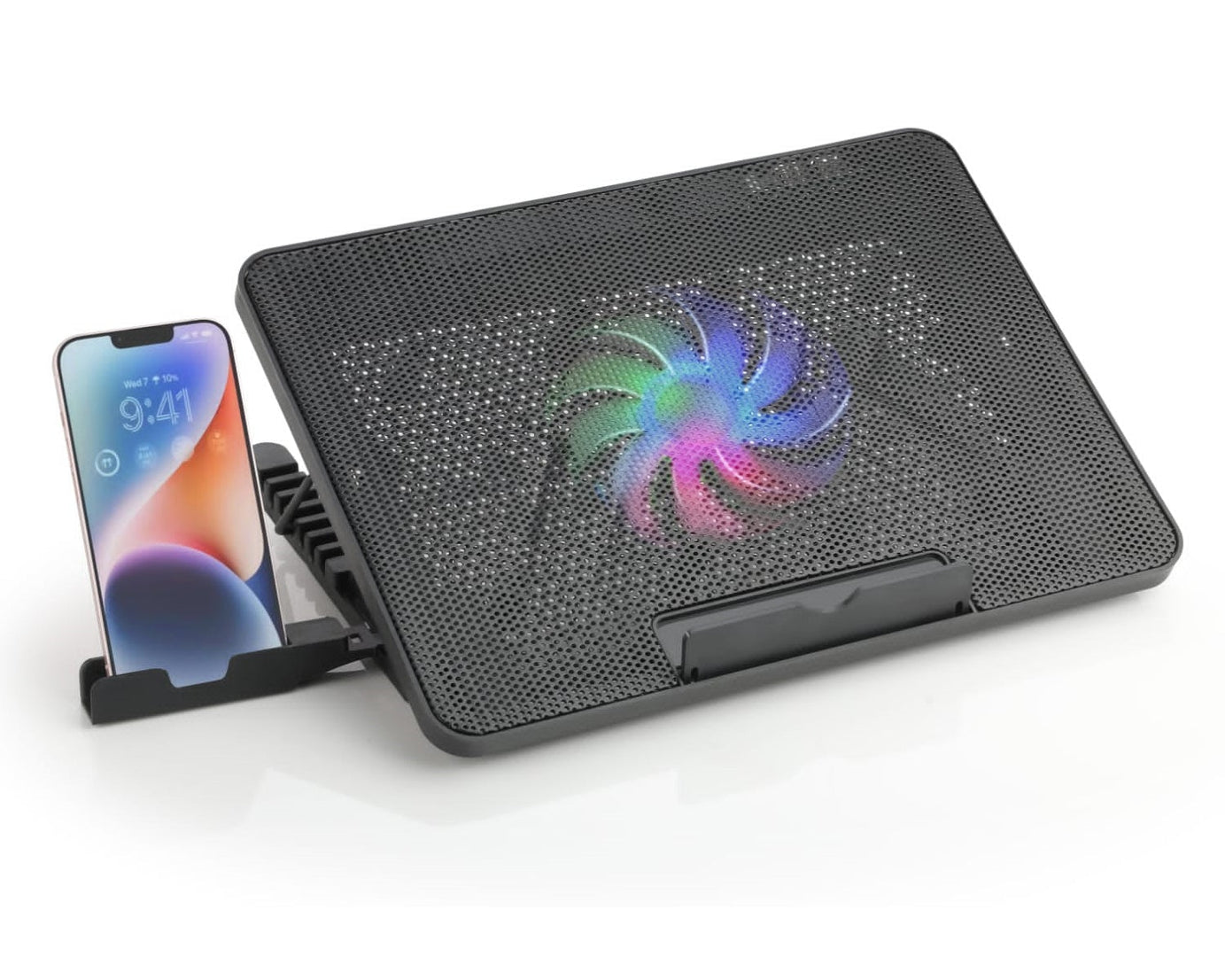 Laptop Cooler Cooling Pad with 2 Quiet Led Fans, Dual USB Ports, Portable Ultra Slim USB Powered 7 Heights Adjustable Laptop Stand for Gaming Laptop