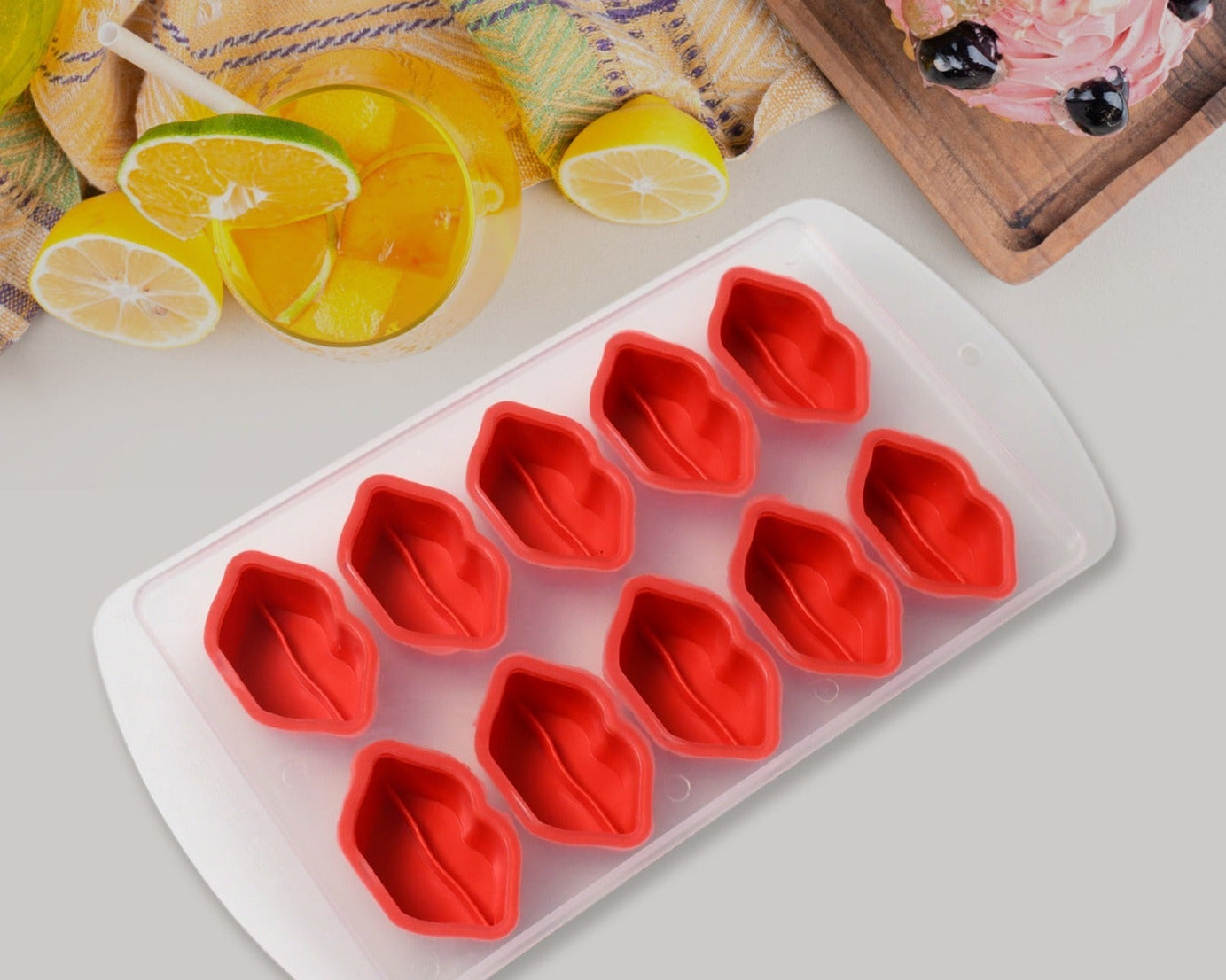 Silicone Mold Ice Cube Tray Creative Sweet Multi Type Ice Tray Buckets, Ice Cube Trays Multi Fruit Shape Ice Tray (1 Pc)