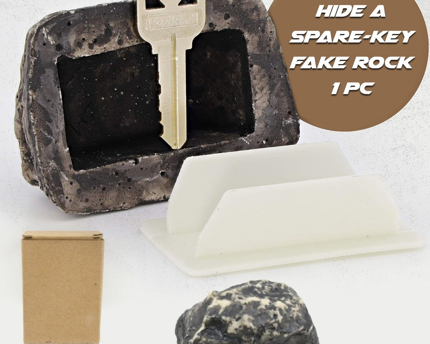 8744 Hide a Key Outside Rock Looks Like a Real Rock - Weatherproof Rock Key Perfect for Emergencies - Fake Rock Key Hider Outside Decorative (1 Pc)