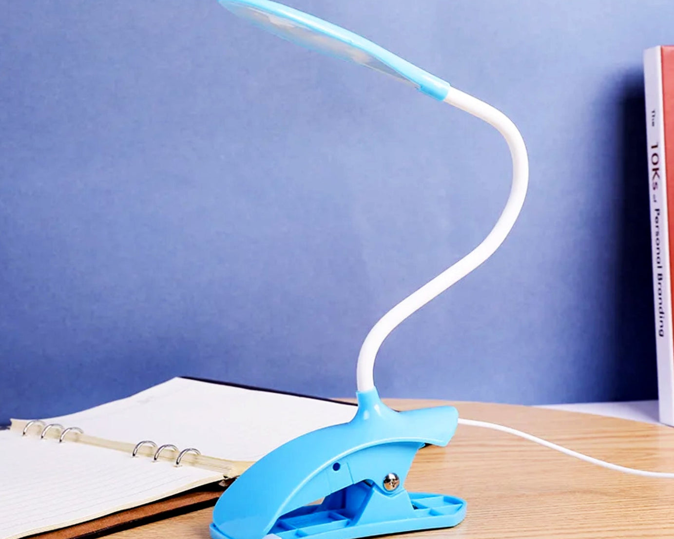 0271 Desk Lamp Adjustable Gooseneck USB Rechargeable 3 modes of Lighting, Reading Lamp for Dorm White, Study Desk lamp Suitable for Girls College Bedroom Reading