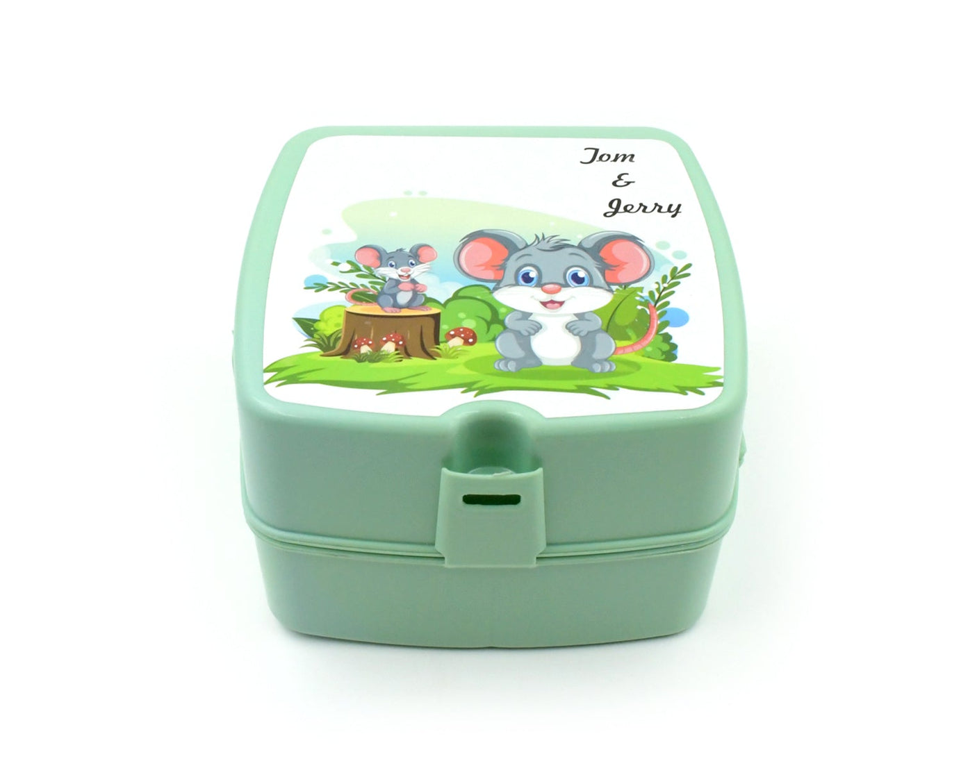 Double-Layer Square Lunch Box with  Spoon , 4 Compartment Tiffin & Push Lock , Plastic Tiffin Box for Travelling, School Kids & Office Exclusive, Home