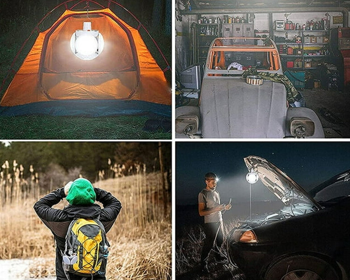 Solar Multi-Functional Emergency LED Light Bulb with USB Charging, LED camping lamp, camping lamp, USB rechargeable, 5 brightness light modes, foldable camping light, SOS IP65 waterproof camping light, blackout emergency equipment, camping gadgets