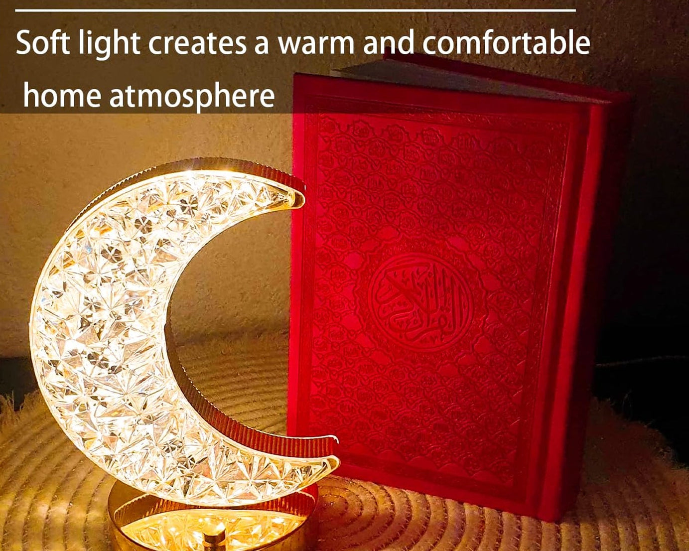 Crystal Table Lamp | Moon Shape Touch Control Lamp with 3 Color | Metal Bedside Lamp for Kids Bedroom Romantic Desktop Nightstand | Stepless Dimming USB Charging Touch Night Light